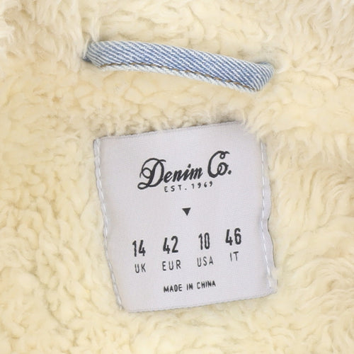 Denim Co. Women's Blue Sherpa Lined Denim Jacket Size 14