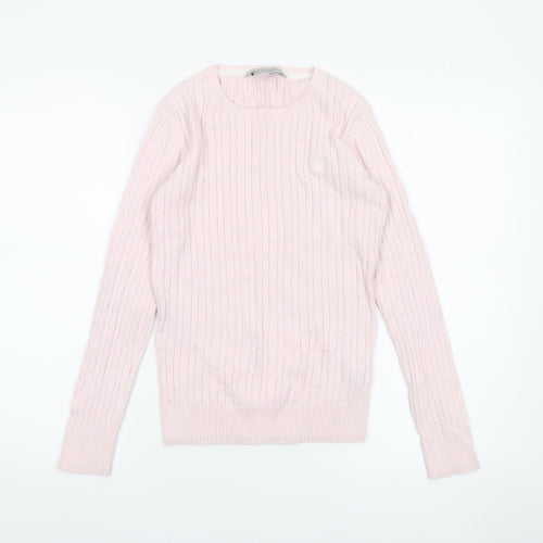 Crew Clothing Co. Women's Pink Cotton Cable Knit Jumper Size 8