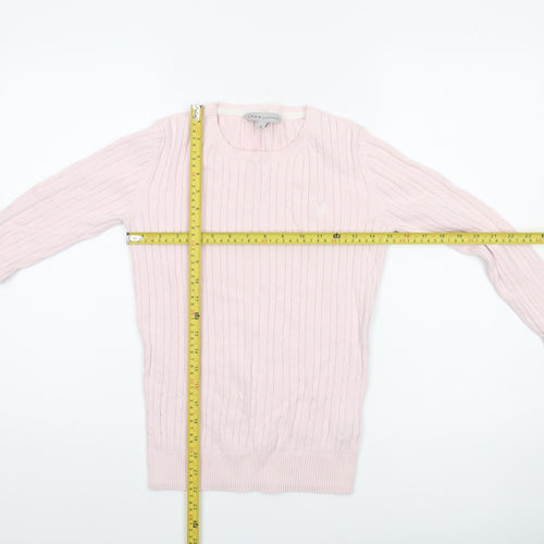 Crew Clothing Co. Women's Pink Cotton Cable Knit Jumper Size 8