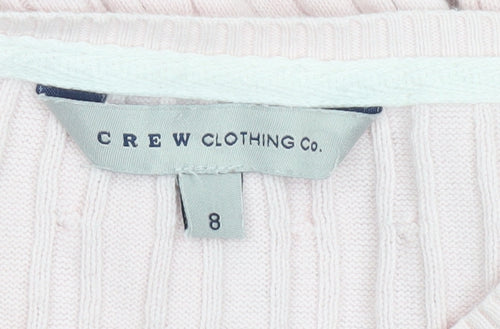 Crew Clothing Co. Women's Pink Cotton Cable Knit Jumper Size 8