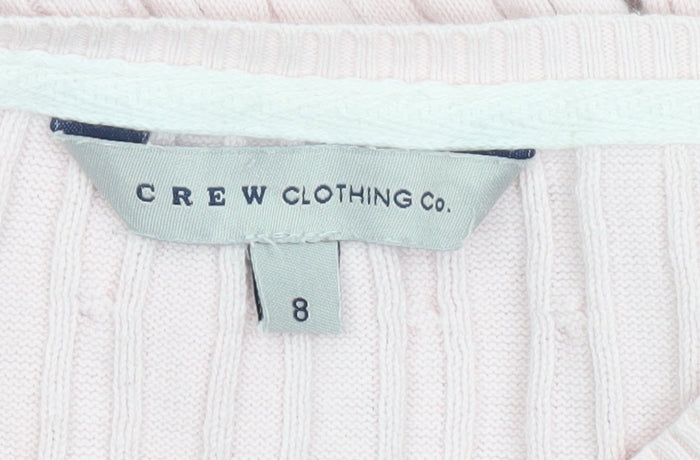 Crew Clothing Co. Women's Pink Cotton Cable Knit Jumper Size 8