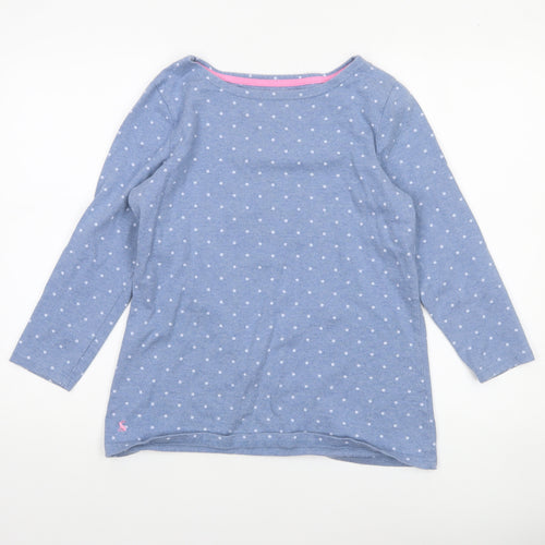 Joules Womens Blue Polka Dot Long Sleeve Cotton Top UK 12