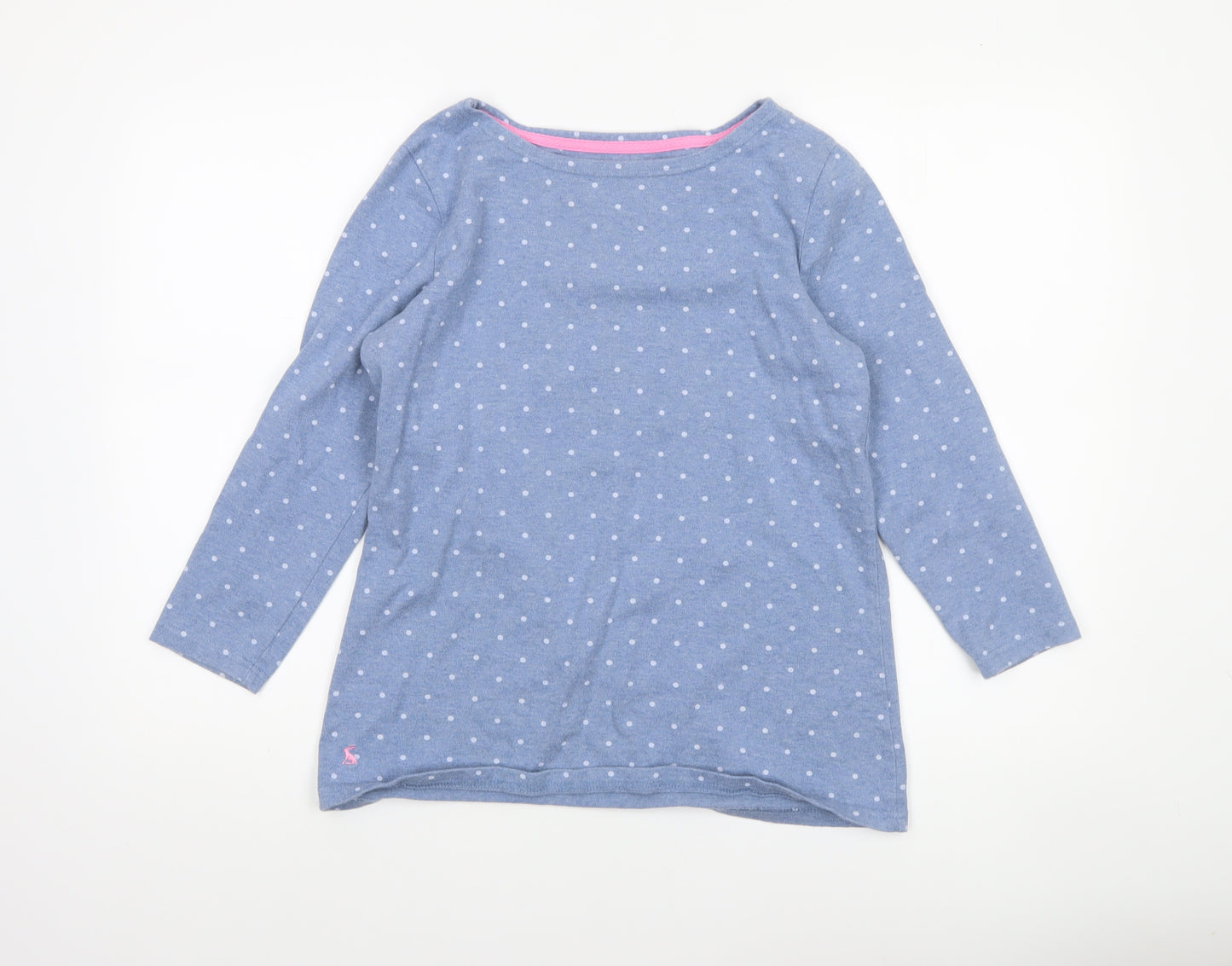 Joules Womens Blue Polka Dot Long Sleeve Cotton Top UK 12
