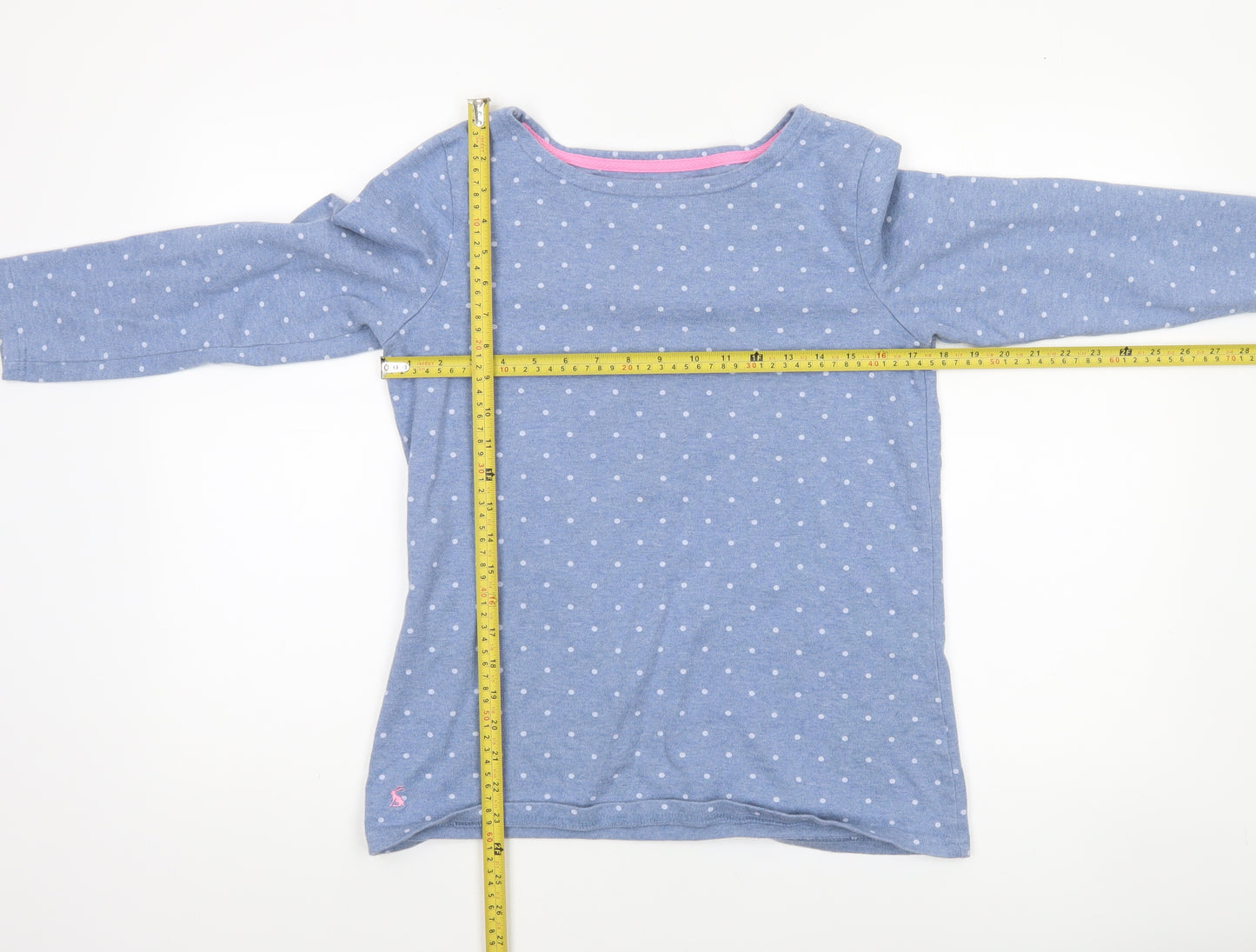 Joules Womens Blue Polka Dot Long Sleeve Cotton Top UK 12