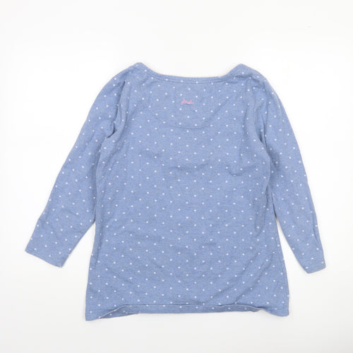 Joules Womens Blue Polka Dot Long Sleeve Cotton Top UK 12