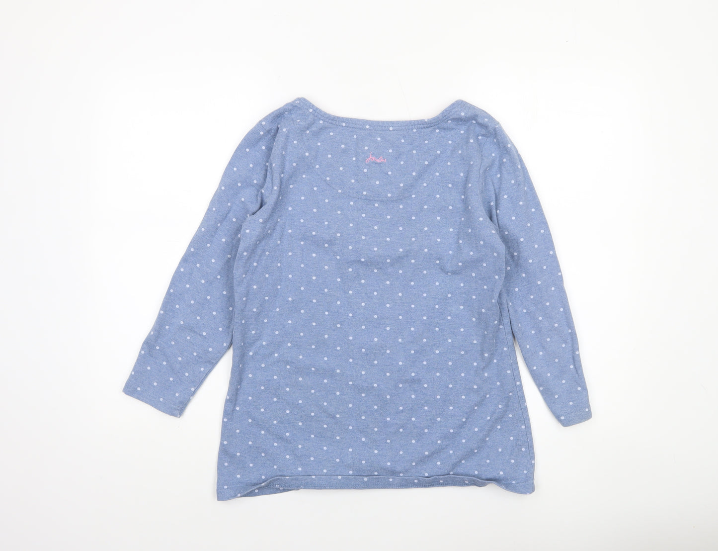 Joules Womens Blue Polka Dot Long Sleeve Cotton Top UK 12