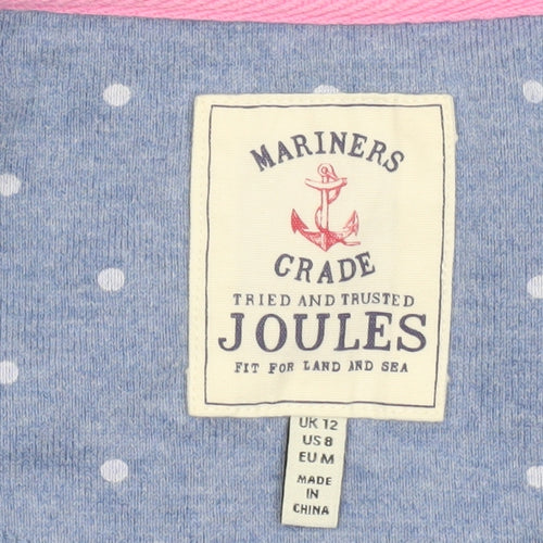 Joules Womens Blue Polka Dot Long Sleeve Cotton Top UK 12