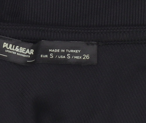 Pull&Bear Women's Black One Shoulder Cropped Tank Top Size S