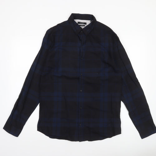 Jack & Jones Premium Men’s Blue Checked Slim Fit Long Sleeve Shirt L 42in