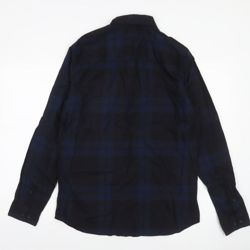 Jack & Jones Premium Men’s Blue Checked Slim Fit Long Sleeve Shirt L 42in