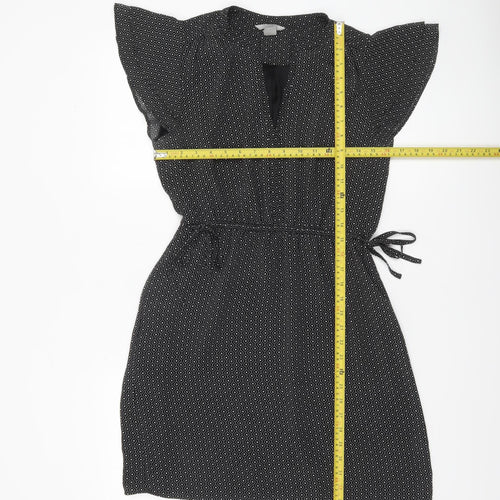 H&M Women Black Geometric Short Shift Dress Size 10
