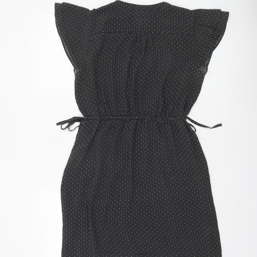 H&M Women Black Geometric Short Shift Dress Size 10
