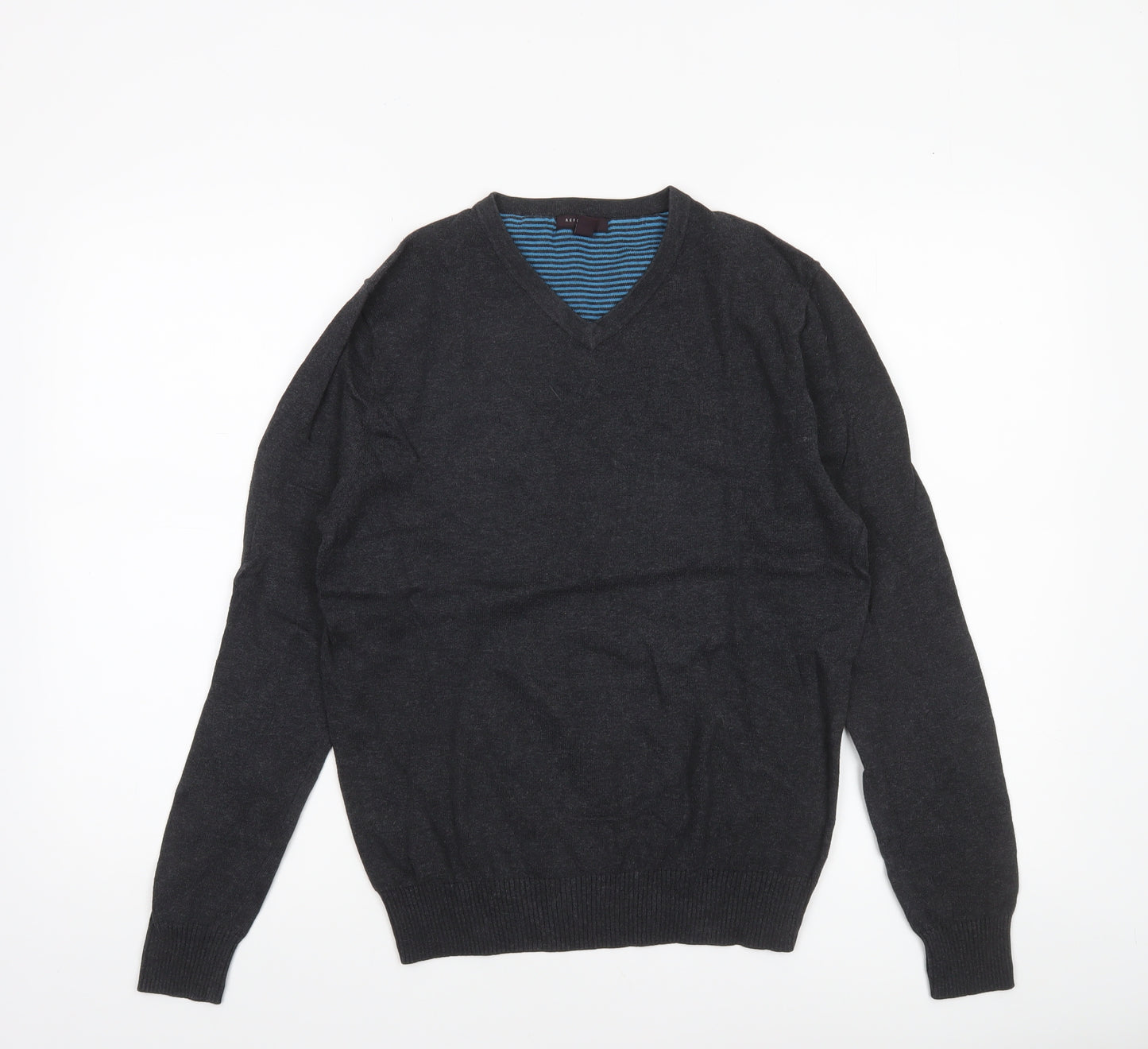 Refectory London Men’s Black Cotton V-Neck Jumper Size S