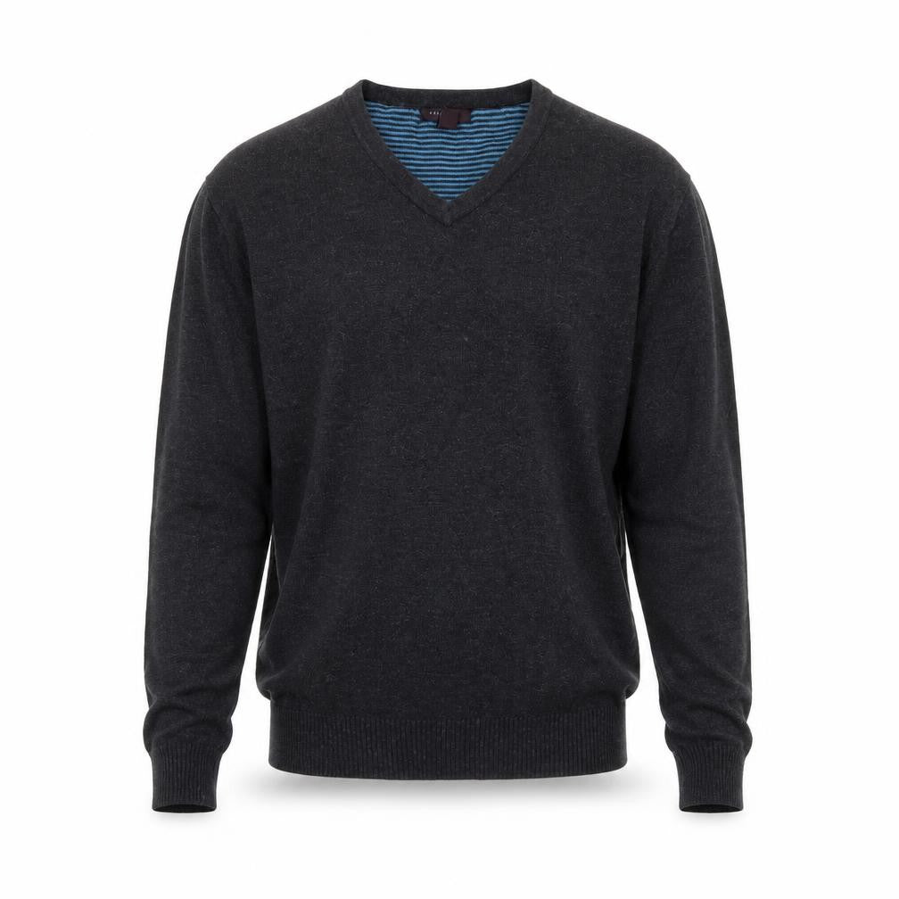Refectory London Men’s Black Cotton V-Neck Jumper Size S