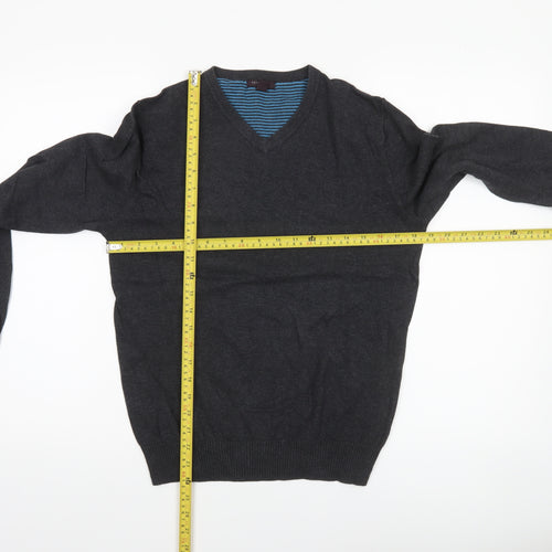 Refectory London Men’s Black Cotton V-Neck Jumper Size S
