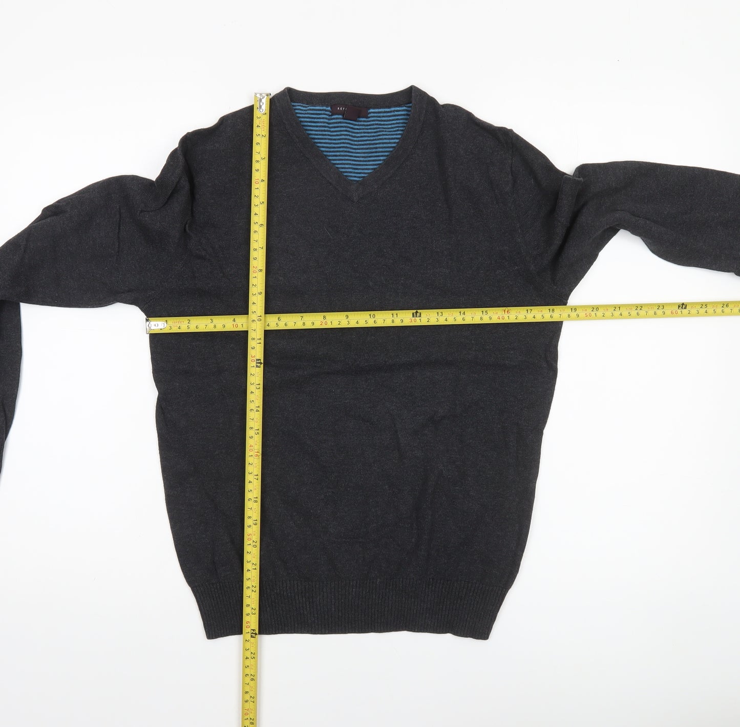 Refectory London Men’s Black Cotton V-Neck Jumper Size S