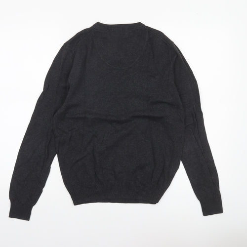 Refectory London Men’s Black Cotton V-Neck Jumper Size S