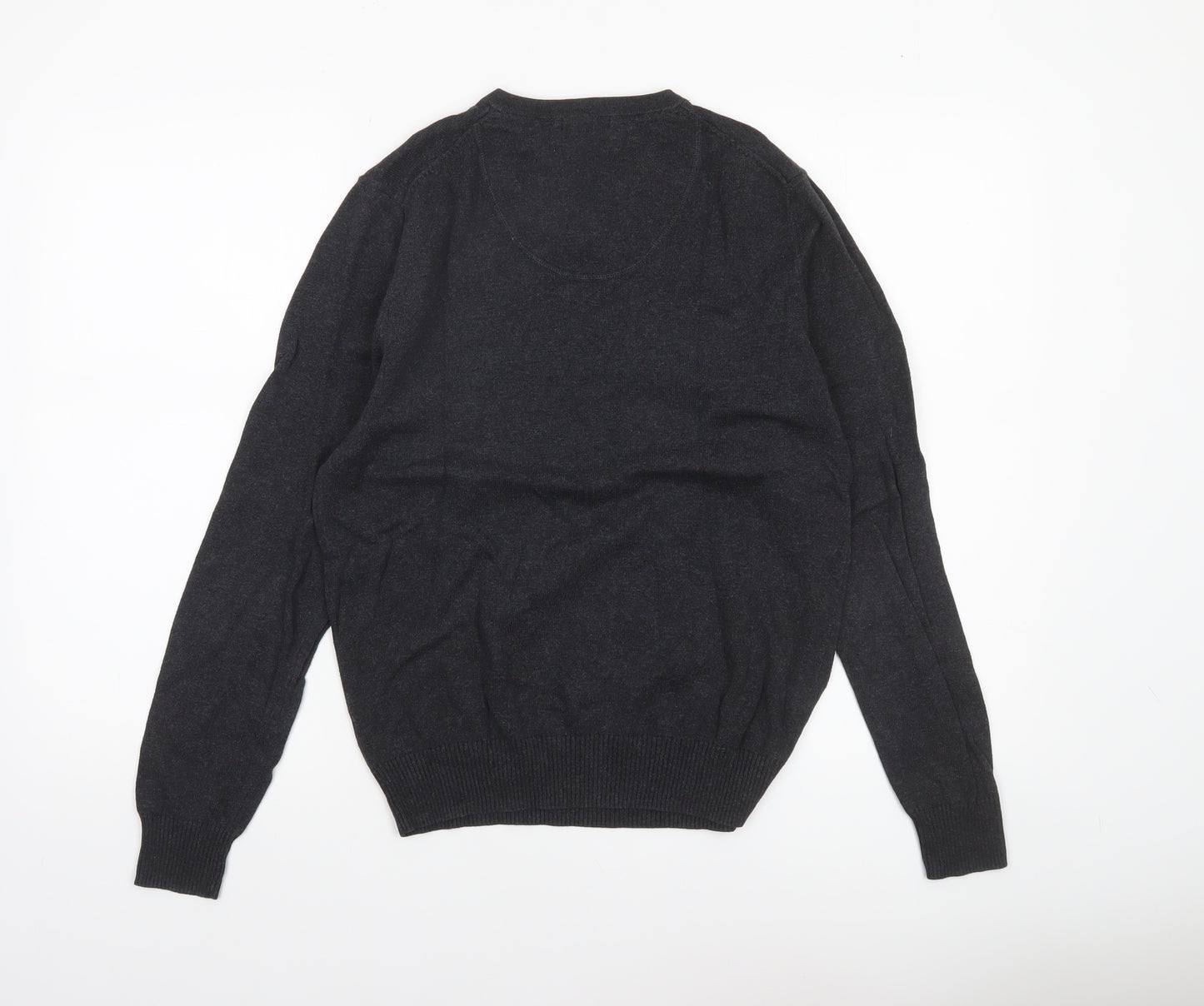 Refectory London Men’s Black Cotton V-Neck Jumper Size S