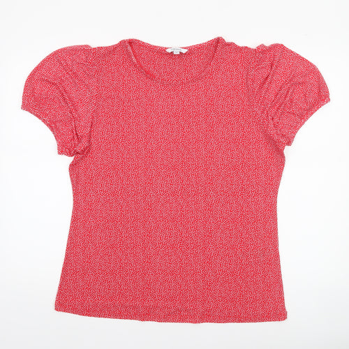 Capsule Women Red Polka Dot Puff Short Sleeve Jersey T-Shirt Size 18