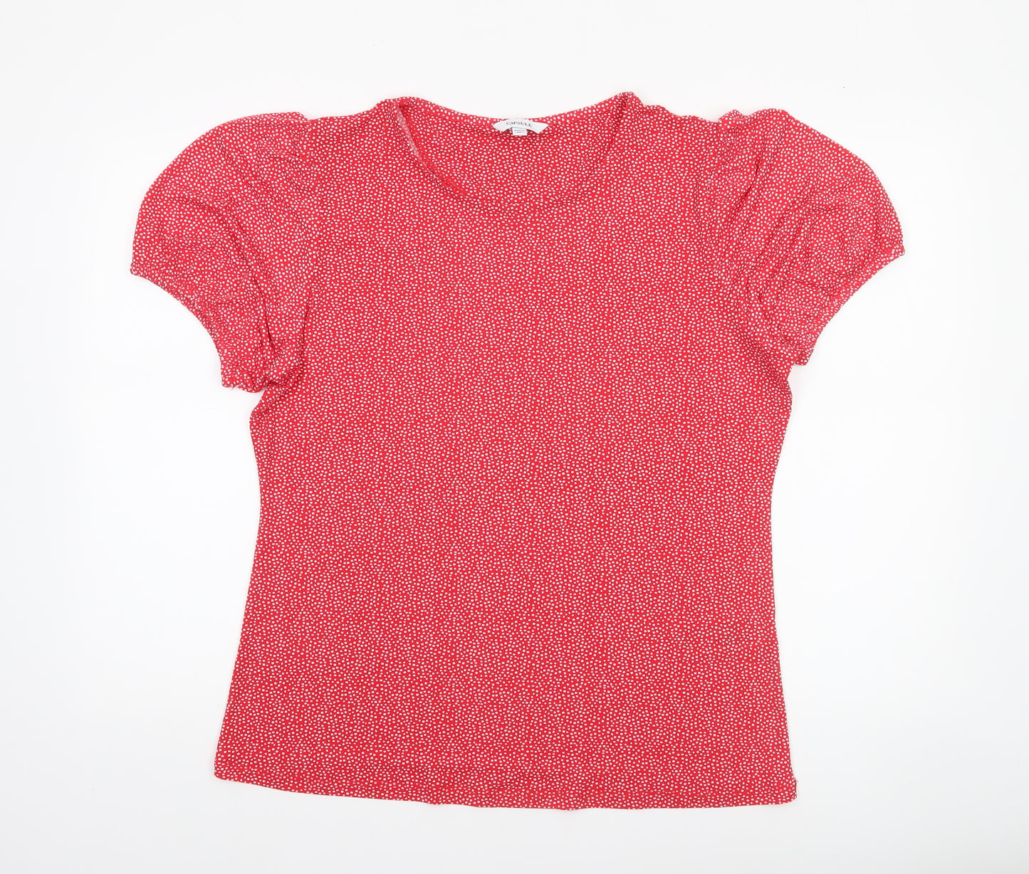 Capsule Women Red Polka Dot Puff Short Sleeve Jersey T-Shirt Size 18