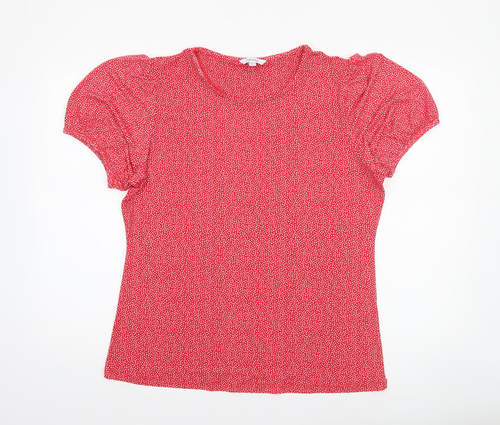 Capsule Women Red Polka Dot Puff Short Sleeve Jersey T-Shirt Size 18