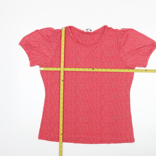 Capsule Women Red Polka Dot Puff Short Sleeve Jersey T-Shirt Size 18