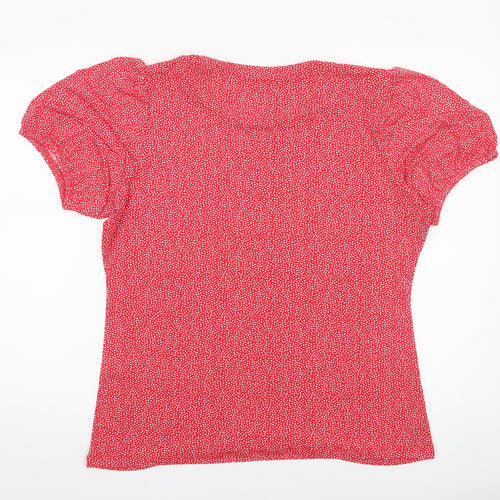 Capsule Women Red Polka Dot Puff Short Sleeve Jersey T-Shirt Size 18