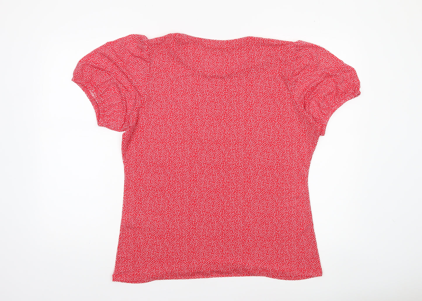 Capsule Women Red Polka Dot Puff Short Sleeve Jersey T-Shirt Size 18
