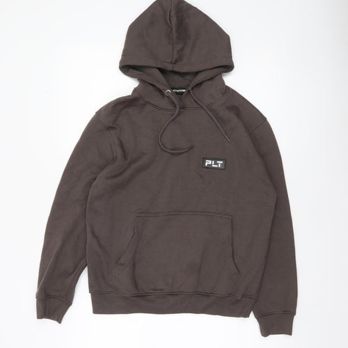 PrettyLittleThing Womens Brown Hoodie UK 4 Cotton Blend Pullover