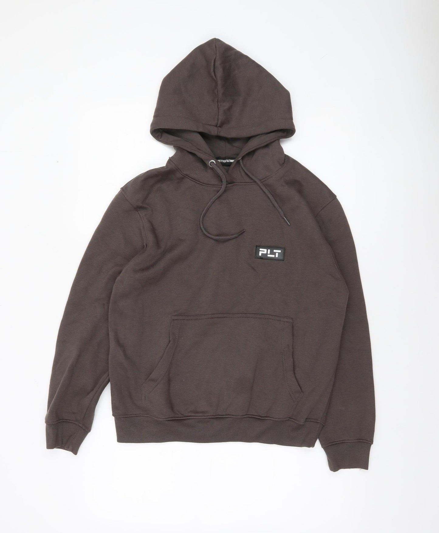 PrettyLittleThing Womens Brown Hoodie UK 4 Cotton Blend Pullover