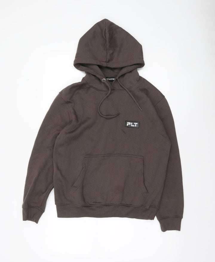 PrettyLittleThing Womens Brown Hoodie UK 4 Cotton Blend Pullover
