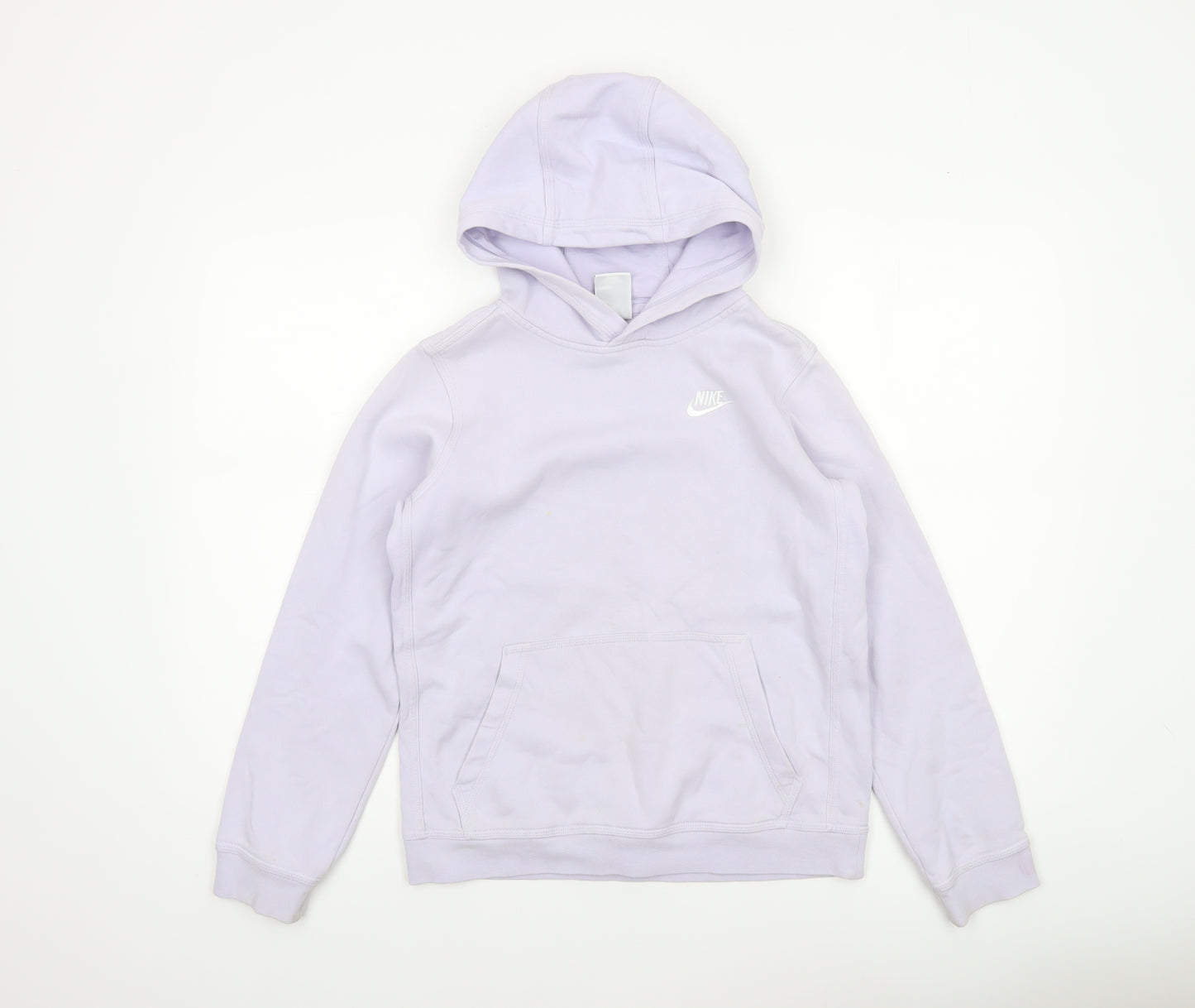 Nike Girls Purple Pullover Hoodie 13-14 Years Logo Fleece Sweatshirt