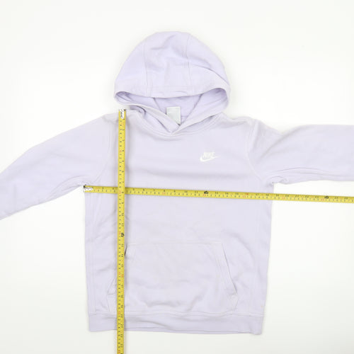 Nike Girls Purple Pullover Hoodie 13-14 Years Logo Fleece Sweatshirt