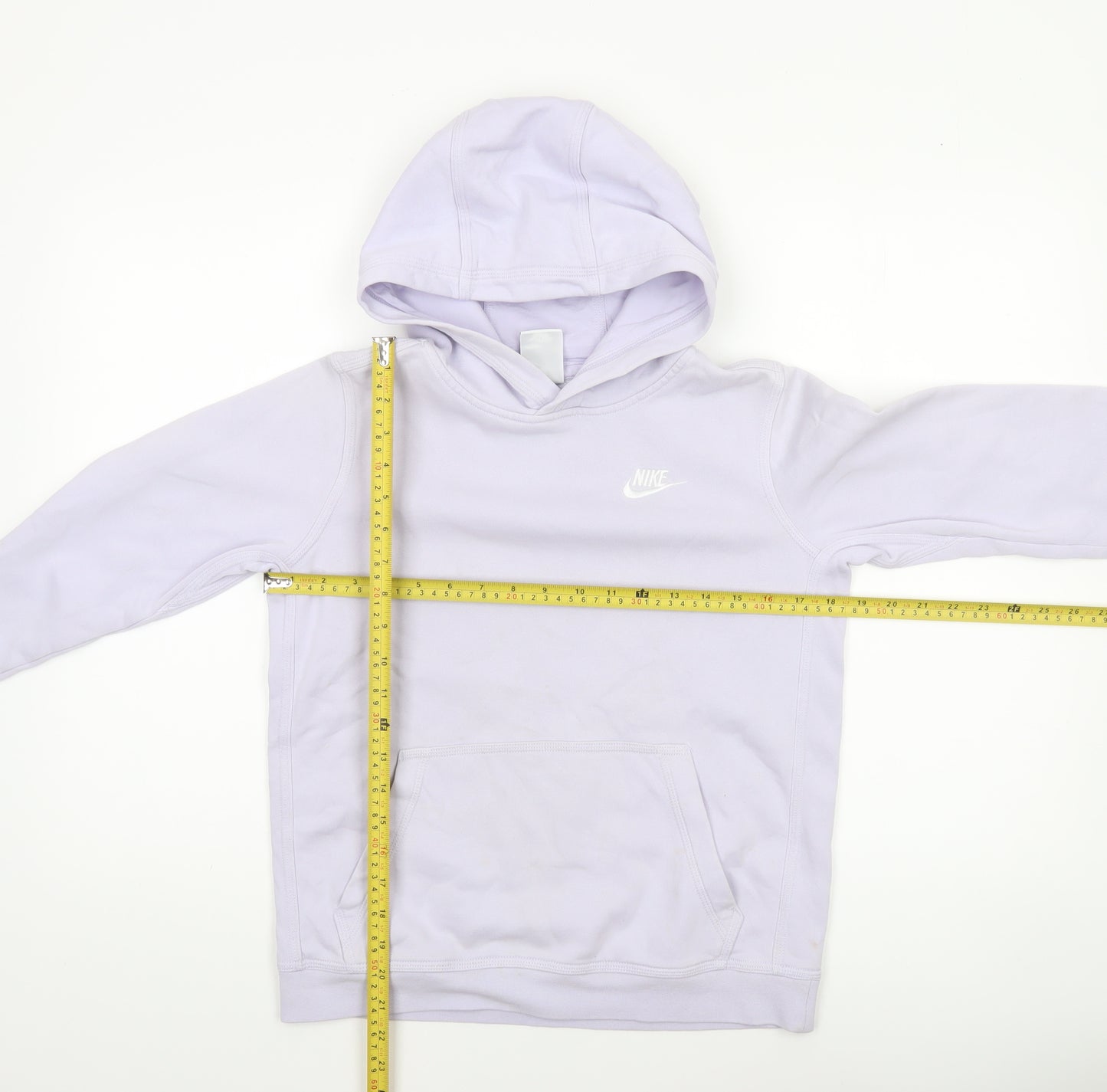 Nike Girls Purple Pullover Hoodie 13-14 Years Logo Fleece Sweatshirt