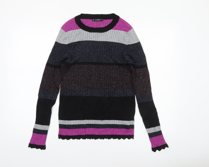 Dunnes Women’s Multicoloured L Glitter Stripe Ribbed Knit Jumper