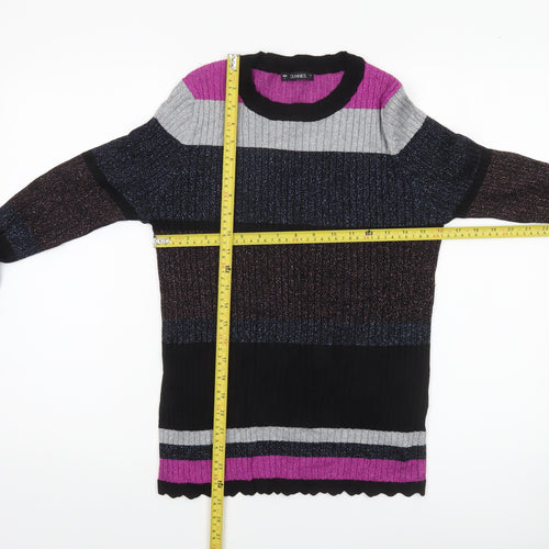 Dunnes Women’s Multicoloured L Glitter Stripe Ribbed Knit Jumper