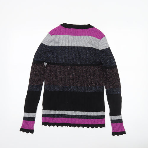 Dunnes Women’s Multicoloured L Glitter Stripe Ribbed Knit Jumper