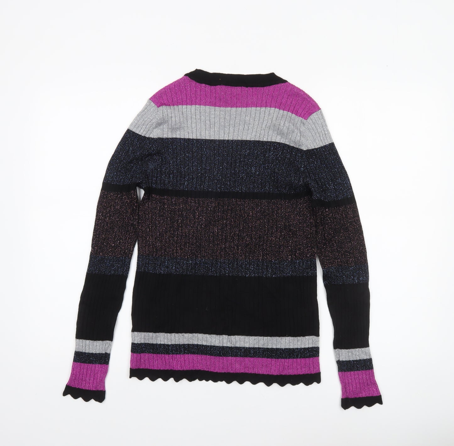 Dunnes Women’s Multicoloured L Glitter Stripe Ribbed Knit Jumper