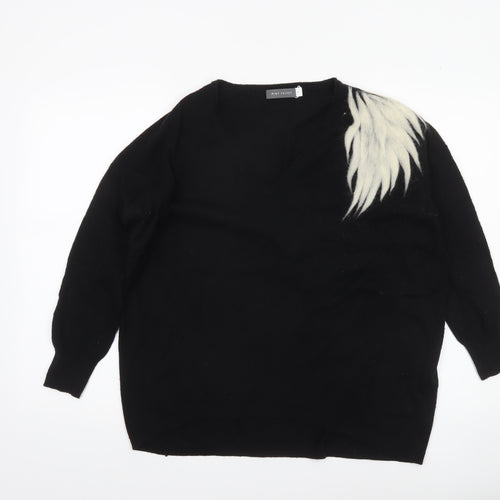 Mint Velvet Women's Black V-Neck Wool Blend Pullover Jumper Size M