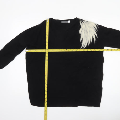 Mint Velvet Women's Black V-Neck Wool Blend Pullover Jumper Size M