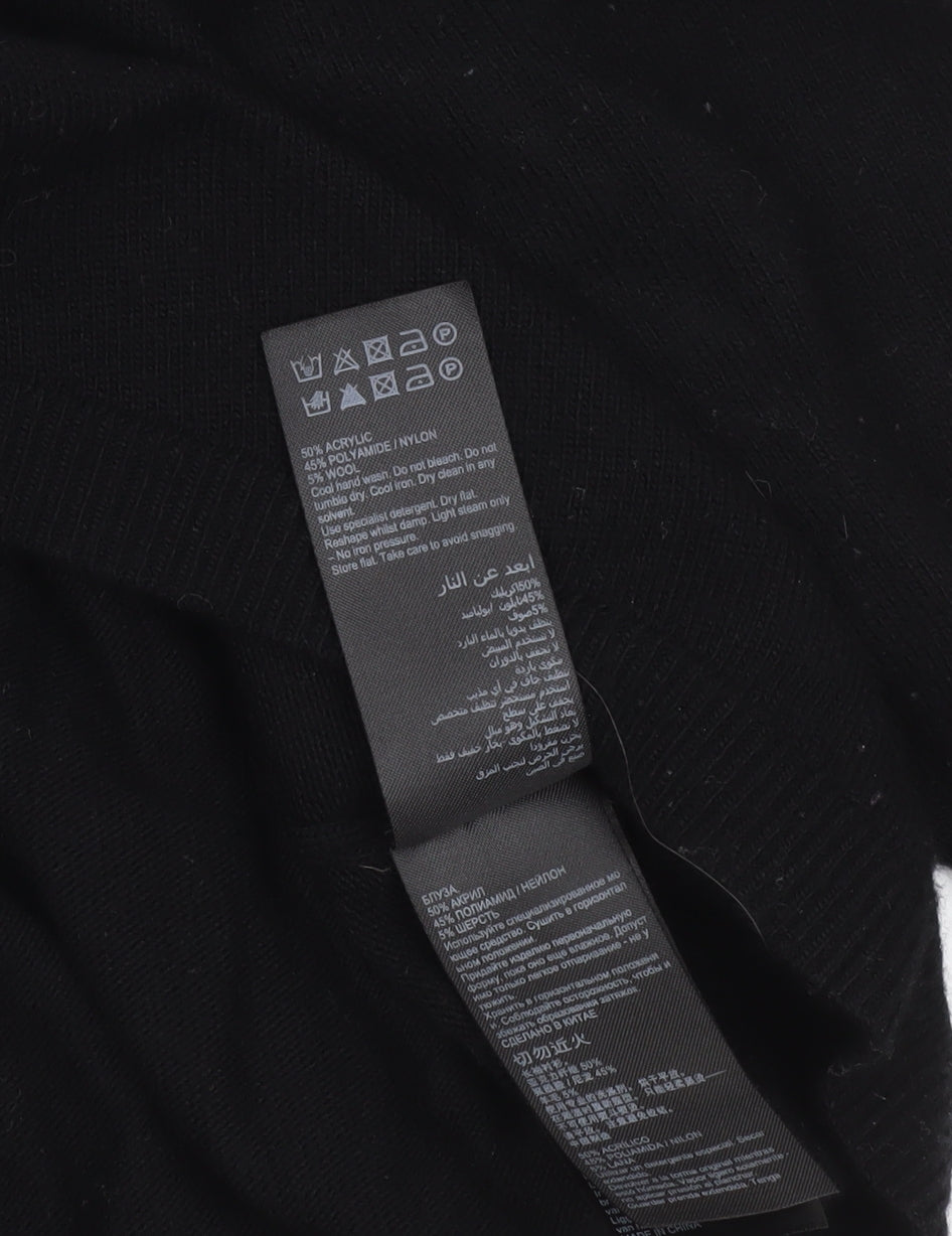 Mint Velvet Women's Black V-Neck Wool Blend Pullover Jumper Size M