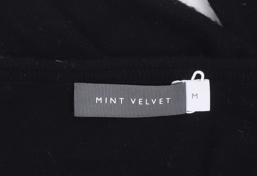 Mint Velvet Women's Black V-Neck Wool Blend Pullover Jumper Size M