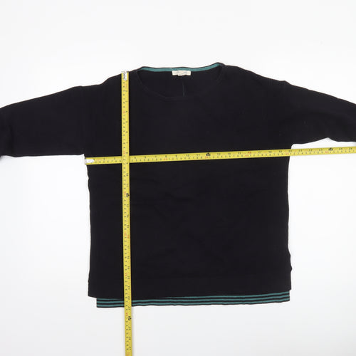 White Stuff Women’s Black Cotton Knit Jumper UK 12 Crew Neck