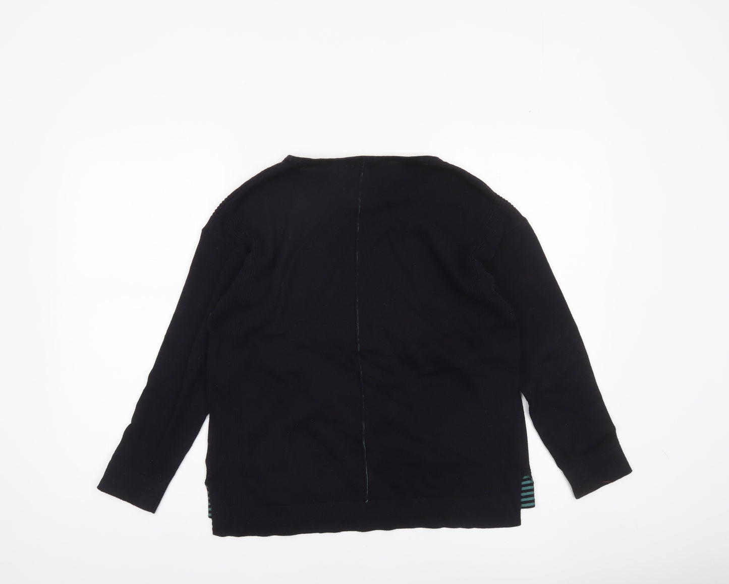 White Stuff Women’s Black Cotton Knit Jumper UK 12 Crew Neck