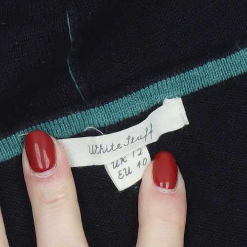 White Stuff Women’s Black Cotton Knit Jumper UK 12 Crew Neck