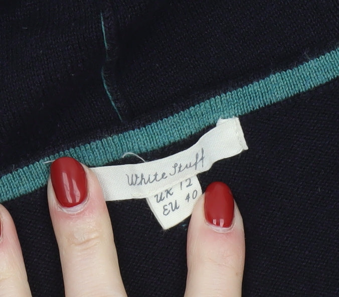 White Stuff Women’s Black Cotton Knit Jumper UK 12 Crew Neck