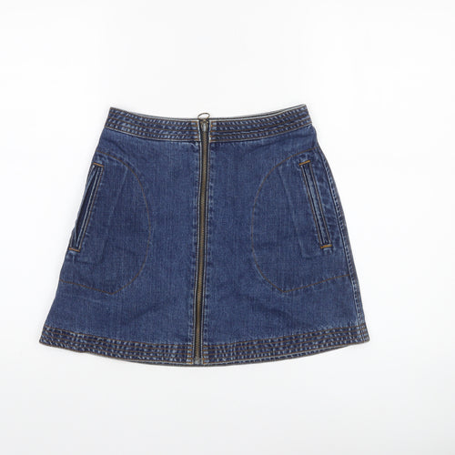 Cooperative Women's Blue A-Line Denim Zip Short Skirt XS