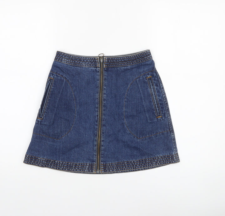 Cooperative Women's Blue A-Line Denim Zip Short Skirt XS