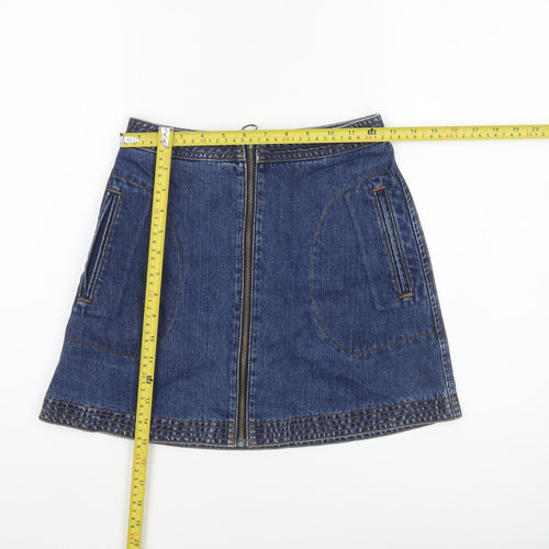 Cooperative Women's Blue A-Line Denim Zip Short Skirt XS