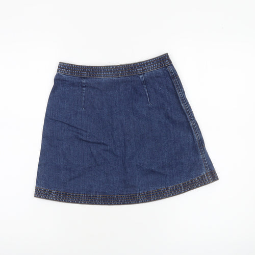 Cooperative Women's Blue A-Line Denim Zip Short Skirt XS